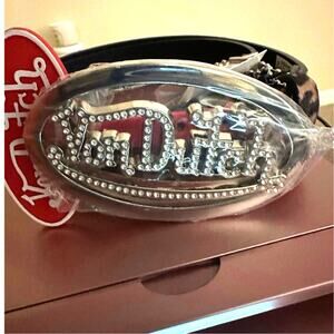 *NWT* Von Dutch Leopard Belt w/ Bling Silver Buckle - M